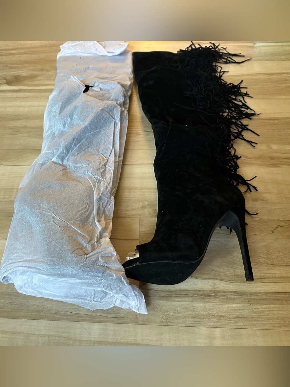 Cape Robbin Black Over-the-Knee Faux Suede Fringe Boots!Brand New!